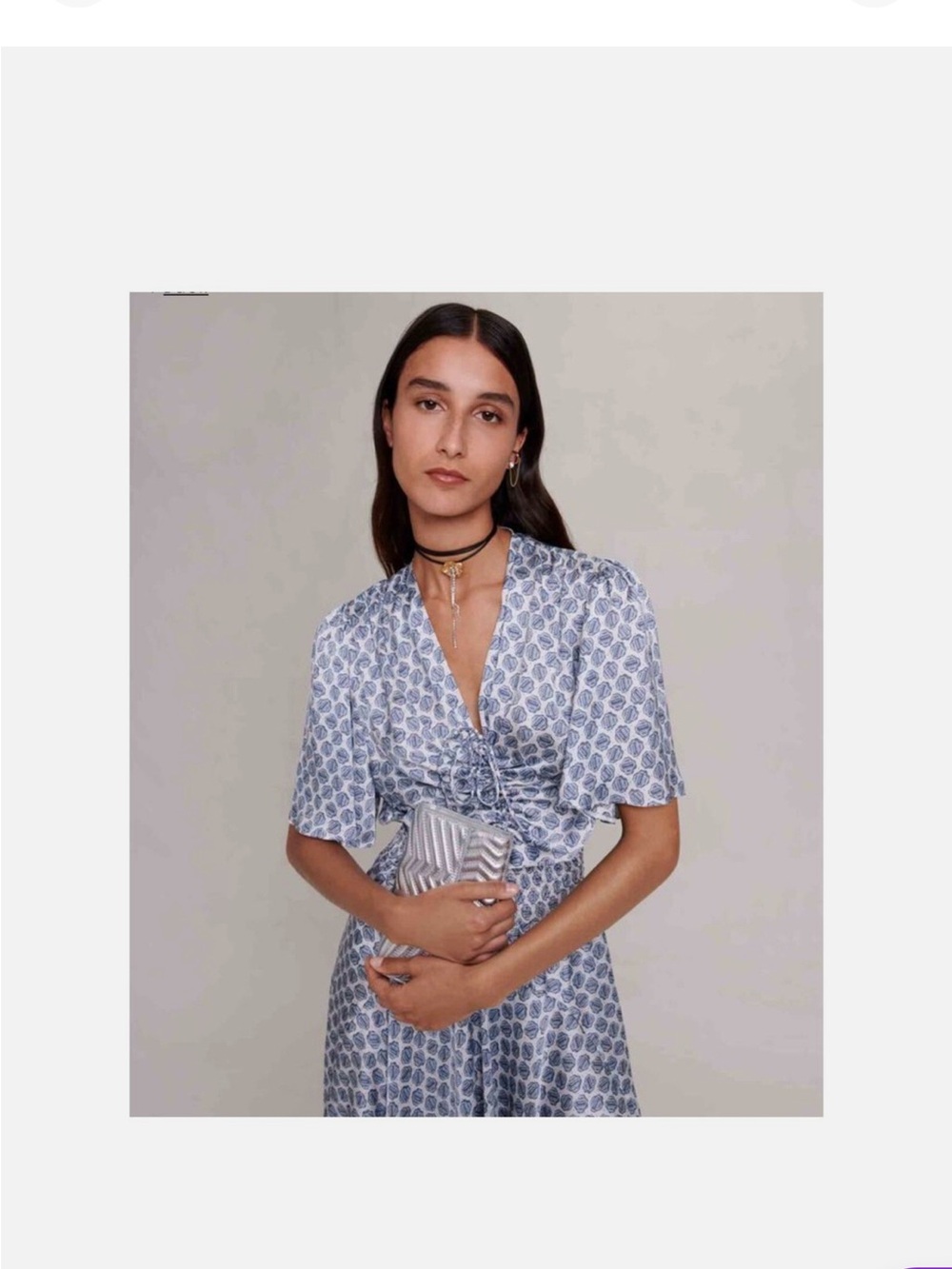Maje Blue and White Printed Dress size Large (40). Brand new with tags!